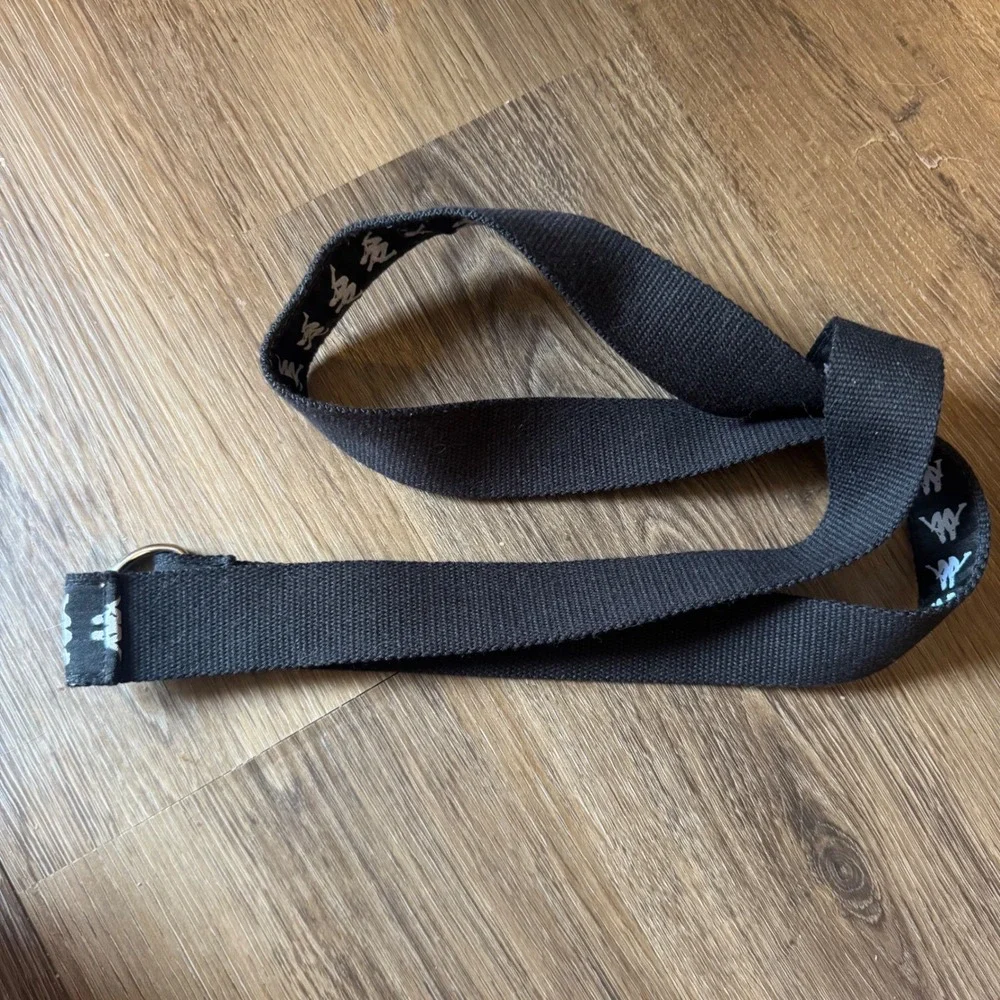 Kappa 222 banda Belt Men's D-Ring Webbing Logo Tape Streetwear Black Size 130 XL